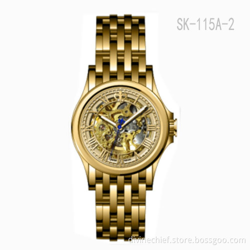 Factory Customized 3ATM Water Proof 316L Stainless Steel Automatic Skeleton Men Wrist Watch